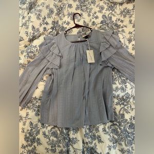 Universal Thread Light Blue Ruffle Sleeved Blouse